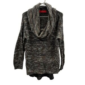 Akira Chicago Cowl Neck Sweater Womens Medium Multicolor Marled High-Low Knit